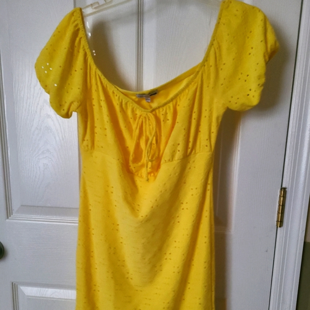 Fashion Nova Go Get Her mini dress off shoulder yellow large